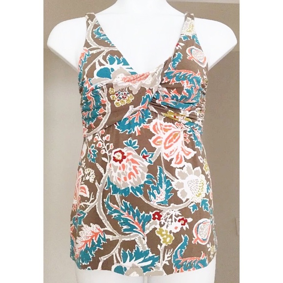 TOMMY BAHAMAS Ruched Floral Multi Col Tank Top - Picture 1 of 6